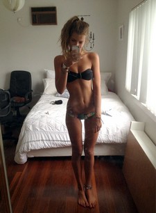 Skinny teen selfshot her amazing body in hot bikini on her booty and sweet tits