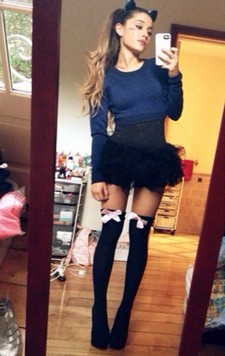 Selfie by skinny teen in hot stockings ready for helloween party she is sexy in this